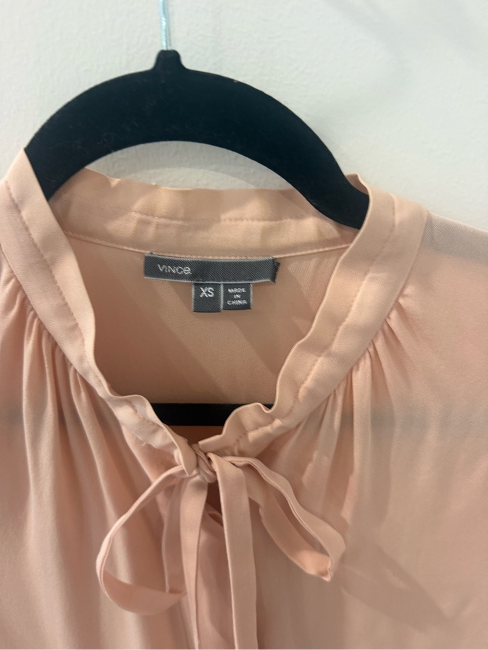 Vince Blush Pink 100% Silk Tie-Neck Cap Sleeve Blouse - Size XS